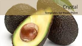  Presentation with avocado - Colorful PPT theme enhanced with brown avocado with avocado leaves backdrop and a gold colored foreground