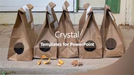  Presentation with coronavirus - PPT theme with brown-bags-with-groceries background and a violet colored foreground