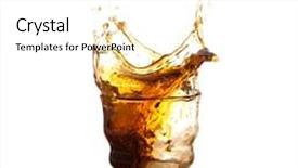  Presentation with beverage - Theme having brown beverage splash isolated on a white background background and a white colored foreground
