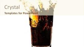  Presentation with beverage - Audience pleasing presentation consisting of brown beverage splashing into a glass isolated backdrop and a cream colored foreground