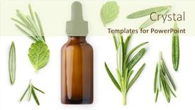  Presentation with essential oil - Amazing PPT theme having brown-bottle-of-essential-oil backdrop and a soft green colored foreground