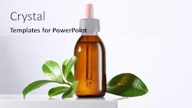  Presentation with product - Presentation theme enhanced with brown-bottle-with-cosmetic-product background and a sky blue colored foreground