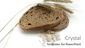  Presentation with healthy food - Cool new theme with brown-bread-rye-ears-spikes backdrop and a white colored foreground