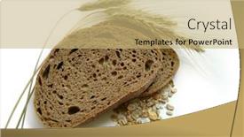  Presentation with healthy food - Presentation theme enhanced with brown-bread-rye-ears-spikes background and a yellow colored foreground