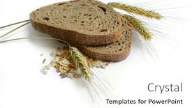  Presentation with healthy food - Slide deck with brown-bread-rye-ears-spikes background and a white colored foreground