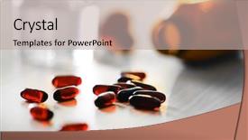  Presentation with pill bottle - Beautiful PPT theme featuring brown capsules spilled from pill backdrop and a mint green colored foreground