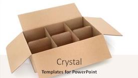  Presentation with packaging - Beautiful PPT theme featuring brown-cardboard-packaging-delivery-box backdrop and a coral colored foreground