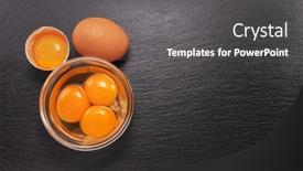 Presentation with egg - Theme consisting of brown-chicken-egg-and-egg background and a dark gray colored foreground