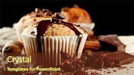  Presentation with coffee chocolate - PPT theme with brown christmas - tasty muffin cakes with chocolate background and a tawny brown colored foreground