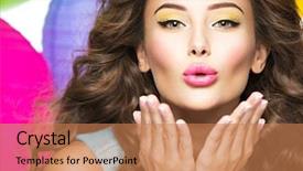  Presentation with sexy santa woman red - Slides with brown circle - beautiful sexy woman with kiss background and a coral colored foreground