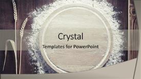  Presentation with powder - Presentation design consisting of brown circle - flour powder on wooden background background and a soft green colored foreground