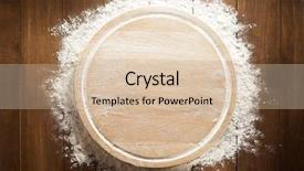  Presentation with flour - PPT layouts with brown circle - flour powder on wooden background background and a lemonade colored foreground