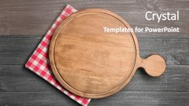  Presentation with wooden board for oktoberfest - Beautiful PPT theme featuring brown circle - round cutting board on wooden backdrop and a coral colored foreground
