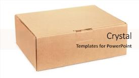  Presentation with cardboard or brown board paper - Slide deck consisting of brown closed cardboard box isolated background and a coral colored foreground
