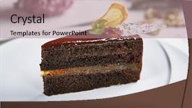  Presentation with passion fruit - Beautiful presentation theme featuring brown cocoa biscuit tart decorated backdrop and a coral colored foreground