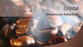  Presentation with animated hot air balloon - PPT layouts featuring brown coffee - hot cofe bean background and a coral colored foreground