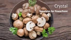  Presentation with mushrooms - Slide deck consisting of brown-colored-common-mushrooms background and a tawny brown colored foreground