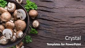  Presentation with mushrooms - Colorful presentation theme enhanced with brown-colored-common-mushrooms backdrop and a dark gray colored foreground