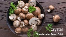  Presentation with mushrooms - Slide set featuring brown-colored-edible-mushrooms background and a tawny brown colored foreground