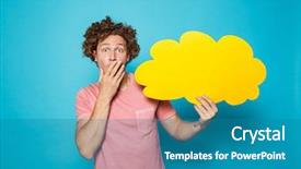  Presentation with curly hair - Slides enhanced with brown curly hair covering mouth background and a teal colored foreground