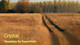  Presentation with blind curve road and - Presentation enhanced with brown curves - beautiful fall scene on curved background and a red colored foreground