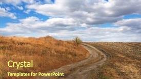  Presentation with blind curve road and - Amazing PPT theme having brown curves - beautiful fall scene on curved backdrop and a tawny brown colored foreground