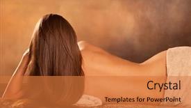  Presentation with spa salon - Beautiful PPT theme featuring brown curves - beautiful woman back lie backdrop and a gold colored foreground