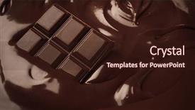  Presentation with bar pieces dark chocolate - Audience pleasing presentation theme consisting of brown curves - closeup of tasty melted chocolate backdrop and a wine colored foreground