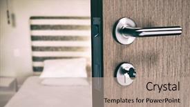  Presentation with doorknob - Presentation theme with brown door with doorknob background and a mint green colored foreground