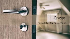  Presentation with doorknob - Theme having brown door with doorknob background and a coral colored foreground