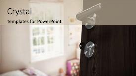  Presentation with doorknob - Cool new PPT layouts with brown door with doorknob backdrop and a  colored foreground