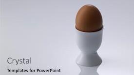  Presentation with egg - PPT layouts enhanced with brown egg in an egg cup isolated on white background and a light gray colored foreground