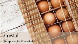  Presentation with egg - Colorful PPT theme enhanced with brown eggs in egg box backdrop and a coral colored foreground