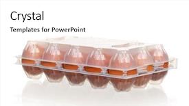  Presentation with eggs egg carton egg box - PPT theme having brown eggs in the plastic background and a white colored foreground