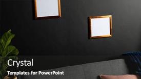  Presentation with room interior design - Slide deck having brown-empty-frames-with-copy background and a dark gray colored foreground