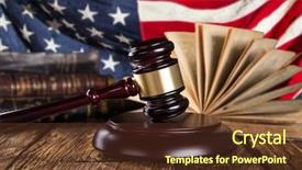  Presentation with american flag - Theme consisting of brown gavel with american flag background and a tawny brown colored foreground