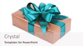  Presentation with ribbon green - Beautiful slides featuring brown-gift-box-tied-green backdrop and a lemonade colored foreground