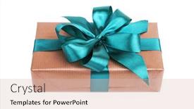  Presentation with ribbon green - Audience pleasing presentation consisting of brown-gift-box-tied-green backdrop and a lemonade colored foreground