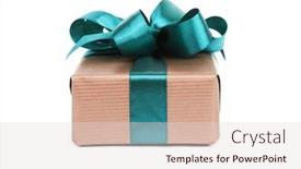  Presentation with ribbon green - Audience pleasing slides consisting of brown-gift-box-tied-green backdrop and a lemonade colored foreground