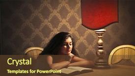  Presentation with child girl reading a book - Colorful PPT layouts enhanced with brown girl reading a book backdrop and a tawny brown colored foreground