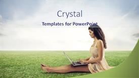  Presentation with grace - Presentation theme enhanced with brown girl using a laptop computer on a large grace field background and a sky blue colored foreground