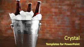  Presentation with brick wall - Presentation theme enhanced with brown glass bottles of beer background and a tawny brown colored foreground