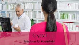  Presentation with real woman hair texture human - Beautiful PPT theme featuring brown hair standing in pharmacy backdrop and a crimson colored foreground