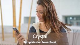  Presentation with video conference - Audience pleasing theme consisting of brown-haired woman in video backdrop and a coral colored foreground