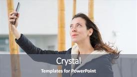  Presentation with video conference - Presentation design with brown-haired woman in video background and a gray colored foreground