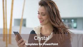  Presentation with video conference - Presentation consisting of brown-haired woman in video background and a tawny brown colored foreground