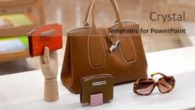  Presentation with fashion handbag - Theme having brown-handbag-with-red-purse background and a coral colored foreground