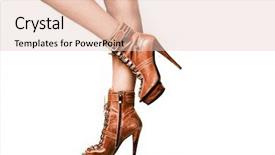  Presentation with brown bear baby shoes - Theme with brown high heel platform shoes background and a lemonade colored foreground