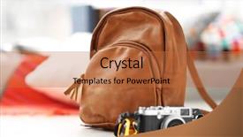  Presentation with brown leather - Audience pleasing slide deck consisting of brown leather backpack and vintage camera backdrop and a red colored foreground