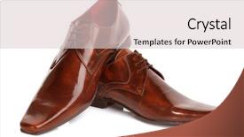  Presentation with leather shoes - Amazing theme having brown leather fashion shoes isolated backdrop and a lemonade colored foreground